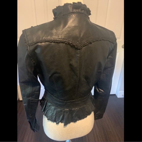 Moda International Leather Ruffle Detail Blazer Jacket - Picture 8 of 15